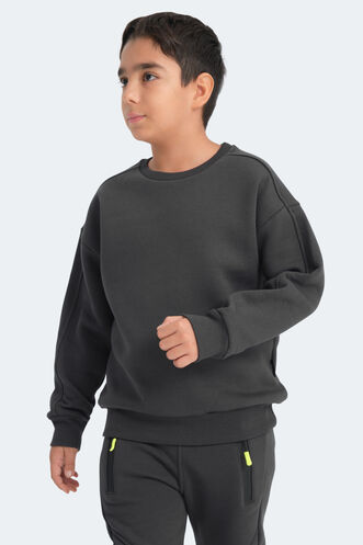 Slazenger LOGAN Unisex Çocuk Sweatshirt Koyu Gri - Thumbnail