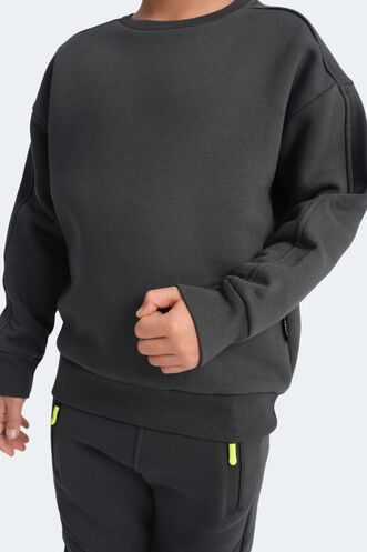 Slazenger LOGAN Unisex Çocuk Sweatshirt Koyu Gri - Thumbnail