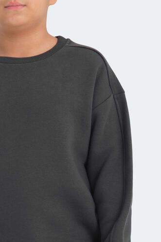 Slazenger LOGAN Unisex Çocuk Sweatshirt Koyu Gri - Thumbnail