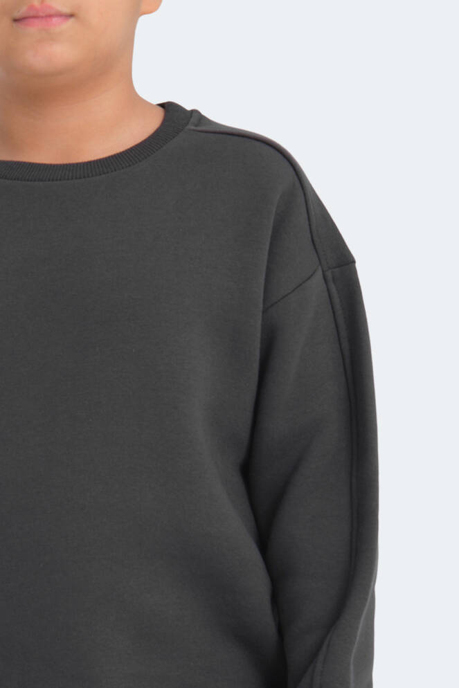 Slazenger LOGAN Unisex Çocuk Sweatshirt Koyu Gri