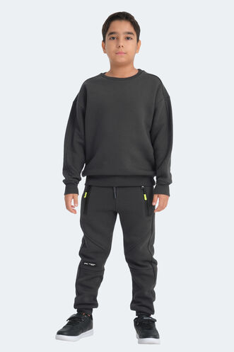 Slazenger LOGAN Unisex Çocuk Sweatshirt Koyu Gri - Thumbnail