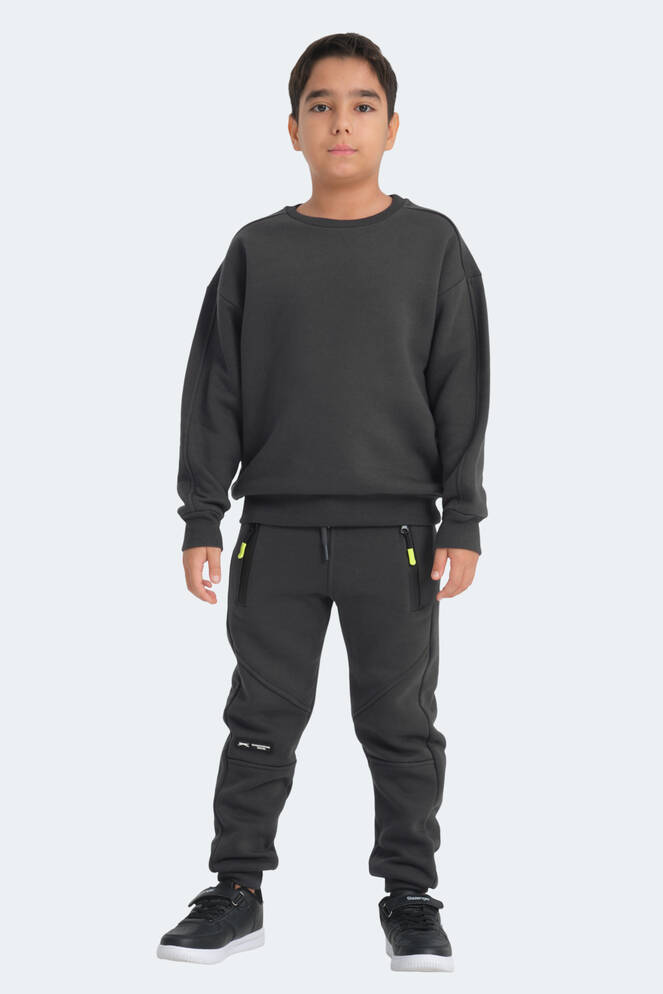 Slazenger LOGAN Unisex Çocuk Sweatshirt Koyu Gri