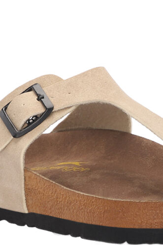 Slazenger LUKE Kadın Terlikleri Bej Nubuk - Thumbnail