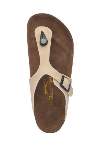 Slazenger LUKE Kadın Terlikleri Bej Nubuk - Thumbnail