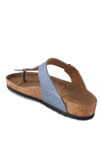 Slazenger LUKE Kadın Terlikleri Mavi Simli - Thumbnail