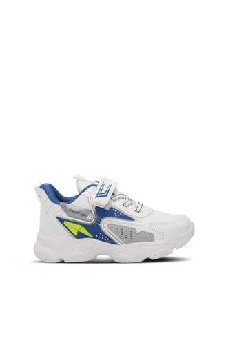 Slazenger NABIL Unisex Çocuk Sneaker Ayakkabıları Beyaz - Kraliyet Mavi - Thumbnail