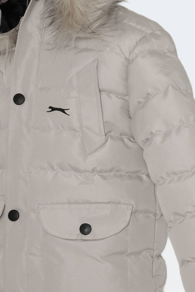 Slazenger NAPOLI Unisex Çocuk Kapüşonlu Şişme Gri Mont & Kaban