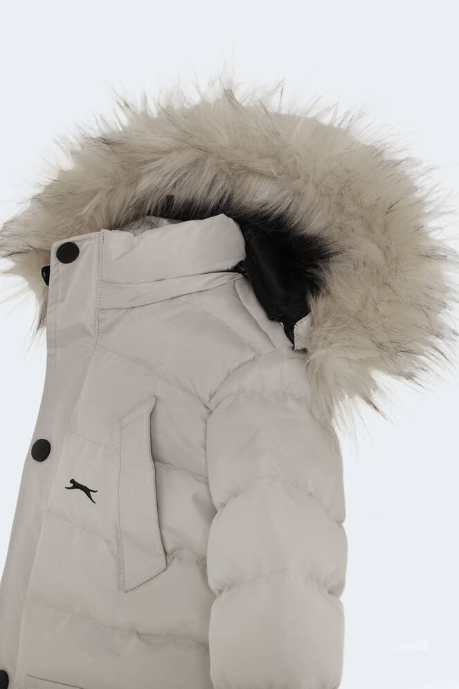 Slazenger NAPOLI Unisex Çocuk Kapüşonlu Şişme Gri Mont & Kaban