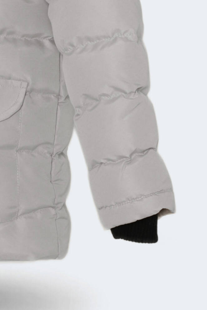 Slazenger NAPOLI Unisex Çocuk Kapüşonlu Şişme Gri Mont & Kaban