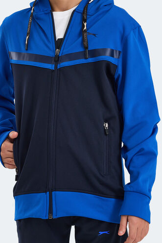 Slazenger NOON Erkek Çocuk Fermuarlı Kapüşonlu Cepli Lacivert / Saks Mavi Eşofman Takımı - Thumbnail