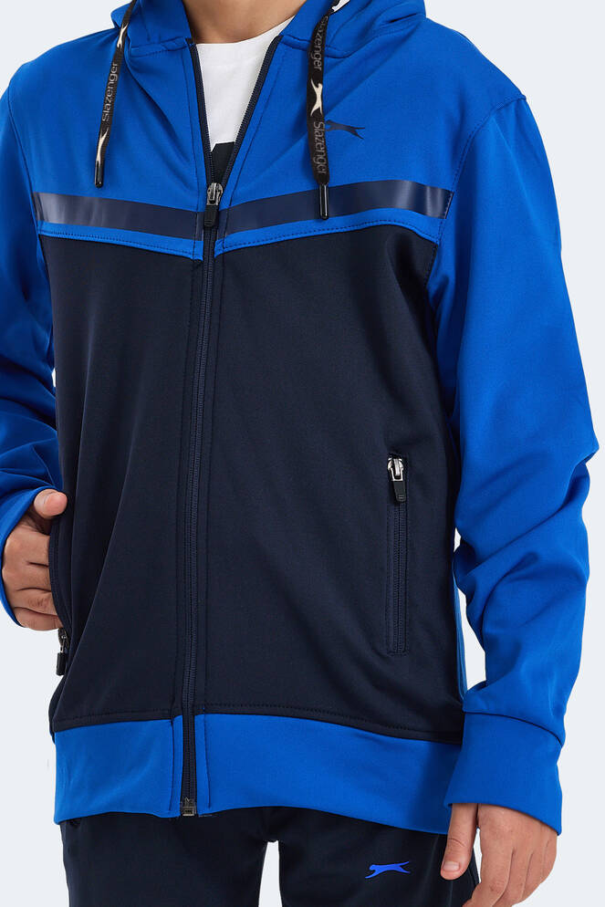 Slazenger NOON Erkek Çocuk Fermuarlı Kapüşonlu Cepli Lacivert / Saks Mavi Eşofman Takımı