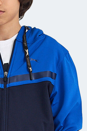 Slazenger NOON Erkek Çocuk Fermuarlı Kapüşonlu Cepli Lacivert / Saks Mavi Eşofman Takımı - Thumbnail