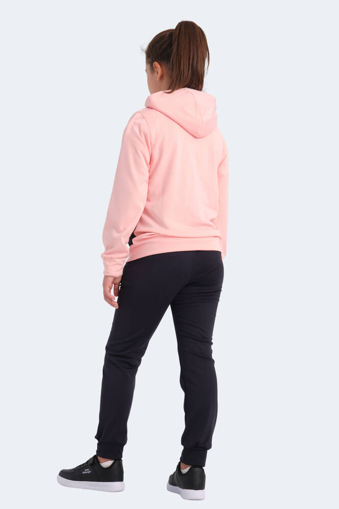 Slazenger NOON Kız Çocuk Fermuarlı Kapüşonlu Cepli Lacivert / Pembe Eşofman Takımı
