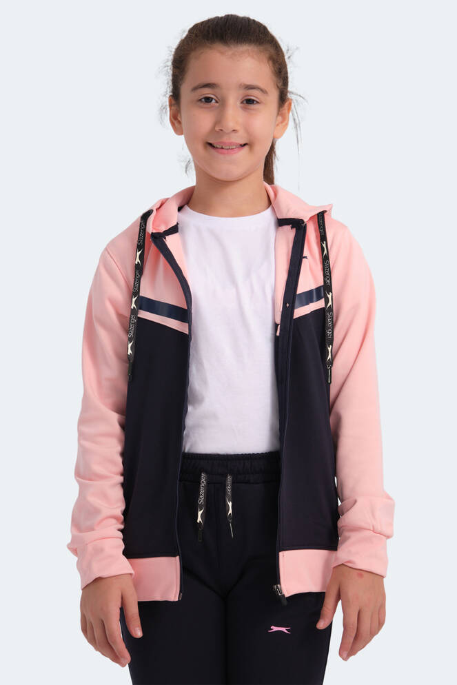Slazenger NOON Kız Çocuk Fermuarlı Kapüşonlu Cepli Lacivert / Pembe Eşofman Takımı