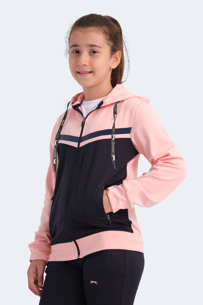 Slazenger NOON Kız Çocuk Fermuarlı Kapüşonlu Cepli Lacivert / Pembe Eşofman Takımı