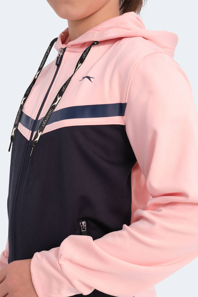 Slazenger NOON Kız Çocuk Fermuarlı Kapüşonlu Cepli Lacivert / Pembe Eşofman Takımı