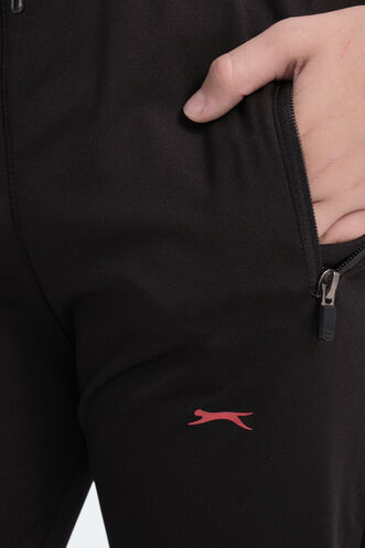 Slazenger NOON Unisex Çocuk Fermuarlı Kapüşonlu Cepli Siyah / Kırmızı Eşofman Takımı - Thumbnail