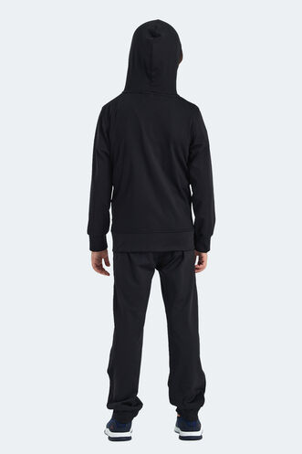 Slazenger NOON Unisex Çocuk Fermuarlı Kapüşonlu Cepli Siyah / Siyah Eşofman Takımı - Thumbnail