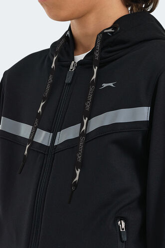 Slazenger NOON Unisex Çocuk Fermuarlı Kapüşonlu Cepli Siyah / Siyah Eşofman Takımı - Thumbnail