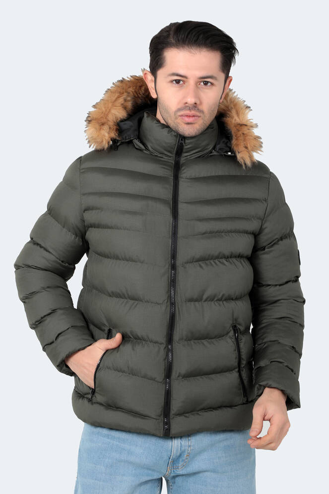 Slazenger NORMA IN Erkek Kapüşonlu Şişme Haki Mont & Kaban
