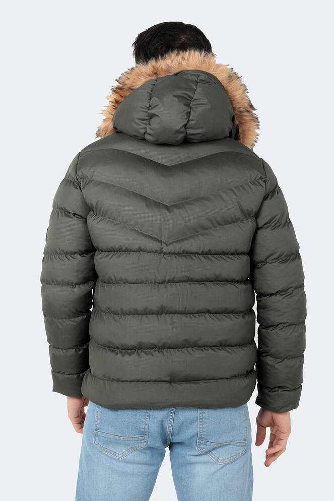 Slazenger NORMA IN Erkek Kapüşonlu Şişme Haki Mont & Kaban