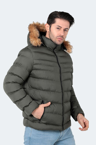 Slazenger NORMA IN Erkek Kapüşonlu Şişme Haki Mont & Kaban - Thumbnail