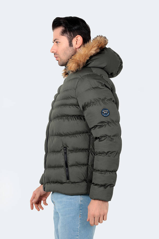 Slazenger NORMA IN Erkek Kapüşonlu Şişme Haki Mont & Kaban