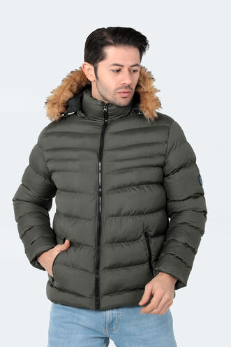 Slazenger NORMA IN Erkek Kapüşonlu Şişme Haki Mont & Kaban - Thumbnail