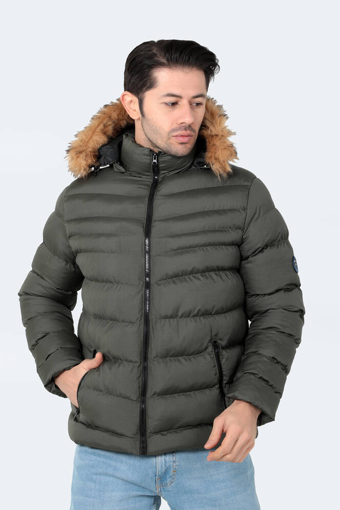 Slazenger NORMA IN Erkek Kapüşonlu Şişme Haki Mont & Kaban