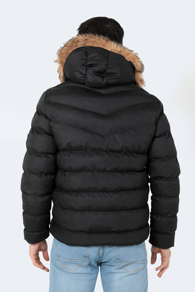 Slazenger NORMA IN Erkek Kapüşonlu Şişme Siyah Mont & Kaban