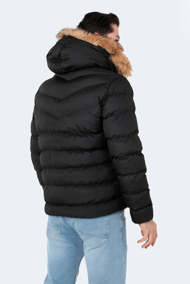 Slazenger NORMA IN Erkek Kapüşonlu Şişme Siyah Mont & Kaban