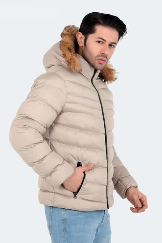 Slazenger NORMA IN Erkek Kapüşonlu Şişme Taş Gri Mont & Kaban - Thumbnail