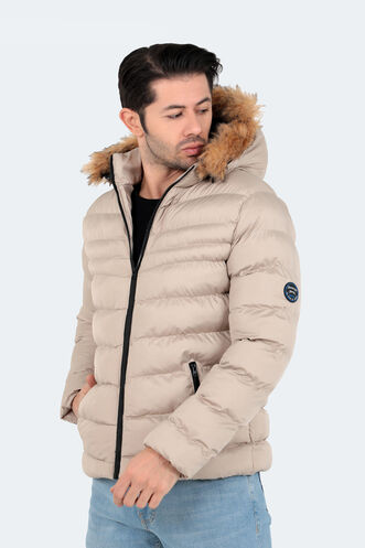 Slazenger NORMA IN Erkek Kapüşonlu Şişme Taş Gri Mont & Kaban - Thumbnail