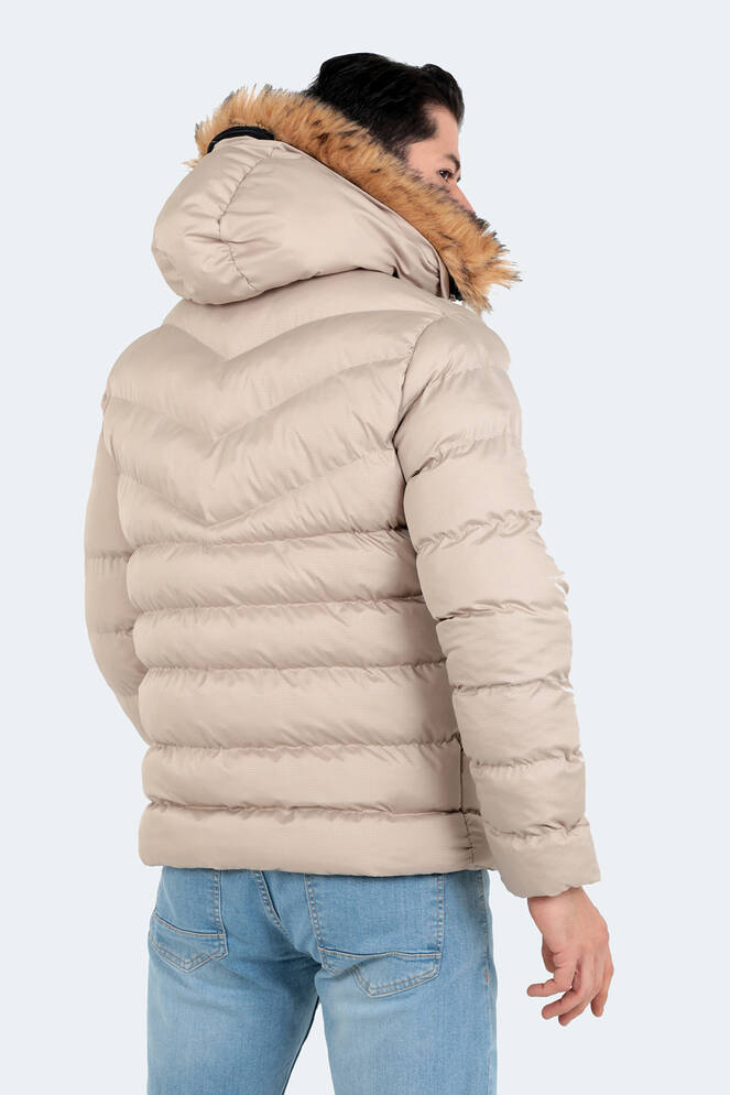 Slazenger NORMA IN Erkek Kapüşonlu Şişme Taş Gri Mont & Kaban