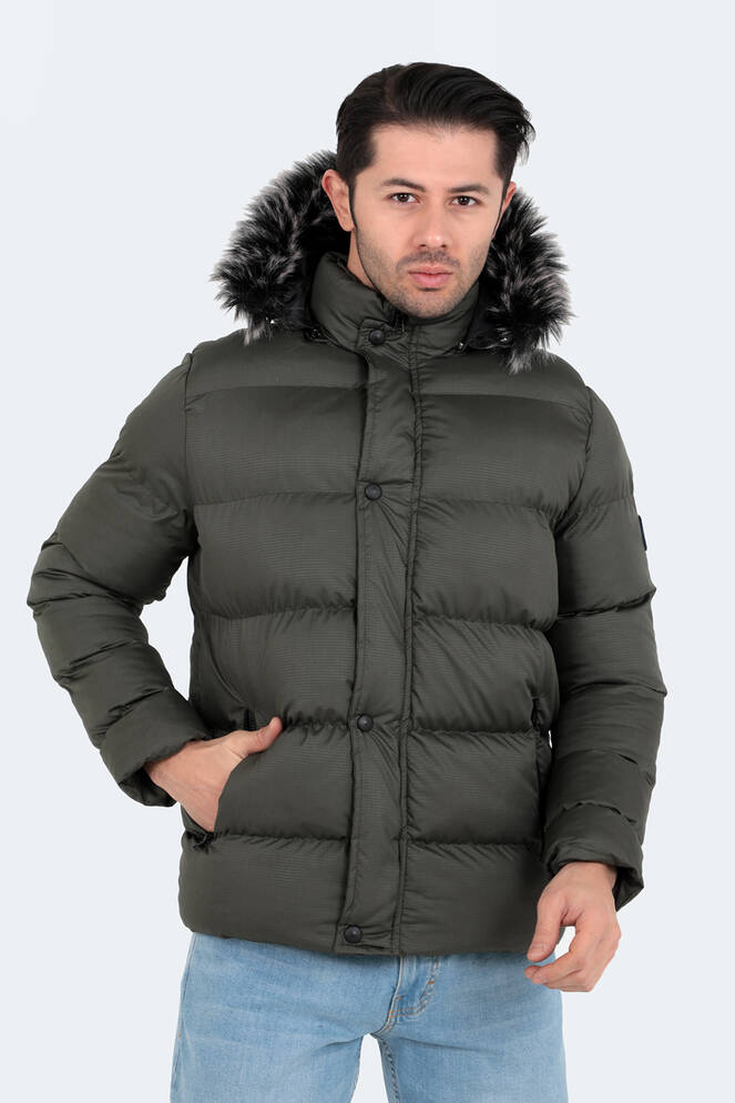 Slazenger NORTHEM IN Erkek Kapüşonlu Şişme Haki Mont & Kaban