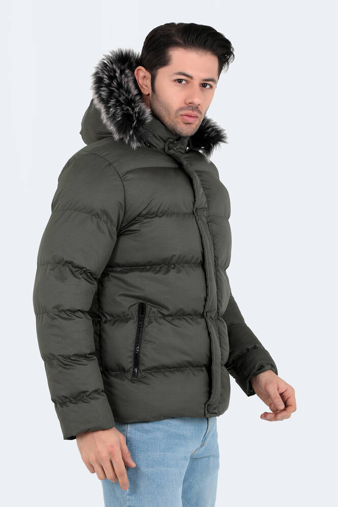 Slazenger NORTHEM IN Erkek Kapüşonlu Şişme Haki Mont & Kaban
