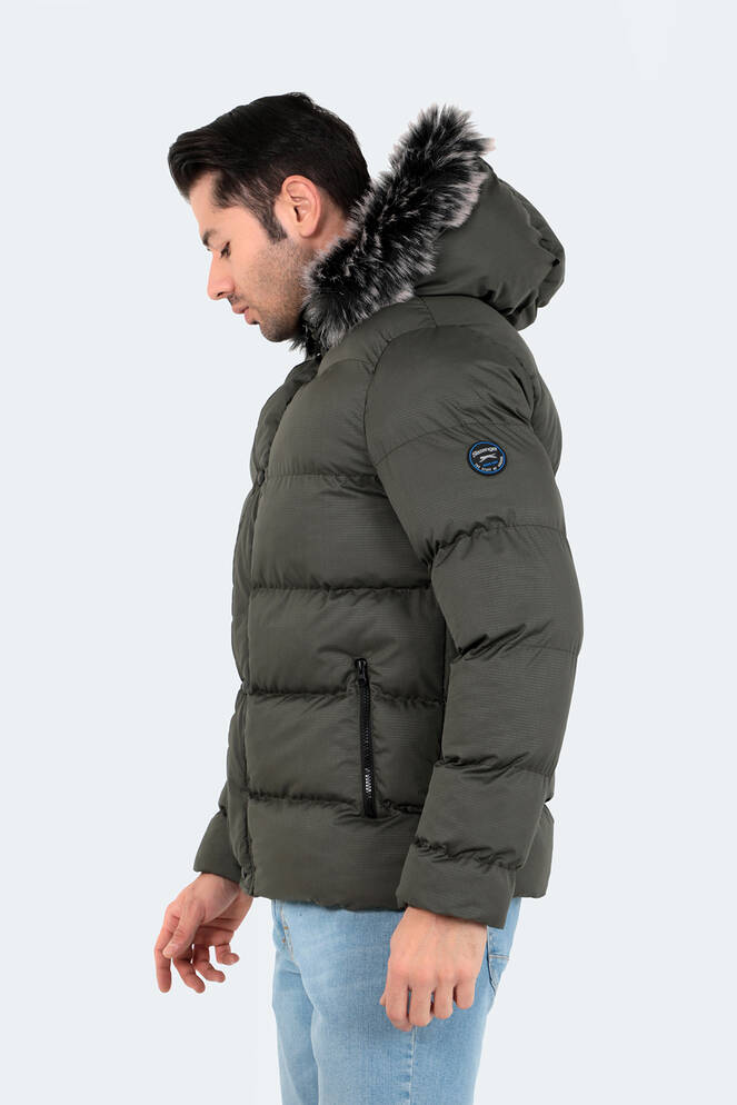 Slazenger NORTHEM IN Erkek Kapüşonlu Şişme Haki Mont & Kaban
