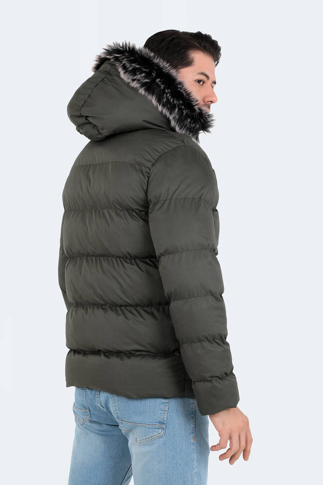 Slazenger NORTHEM IN Erkek Kapüşonlu Şişme Haki Mont & Kaban