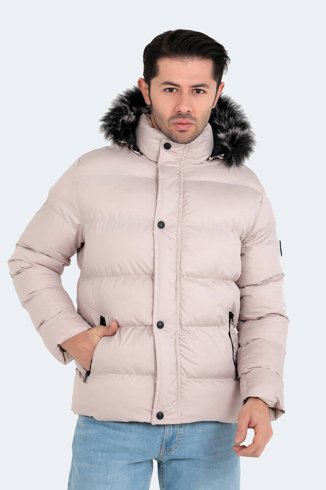Slazenger NORTHEM IN Erkek Kapüşonlu Şişme Taş Gri Mont & Kaban