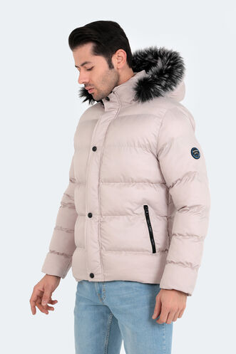 Slazenger NORTHEM IN Erkek Kapüşonlu Şişme Taş Gri Mont & Kaban - Thumbnail