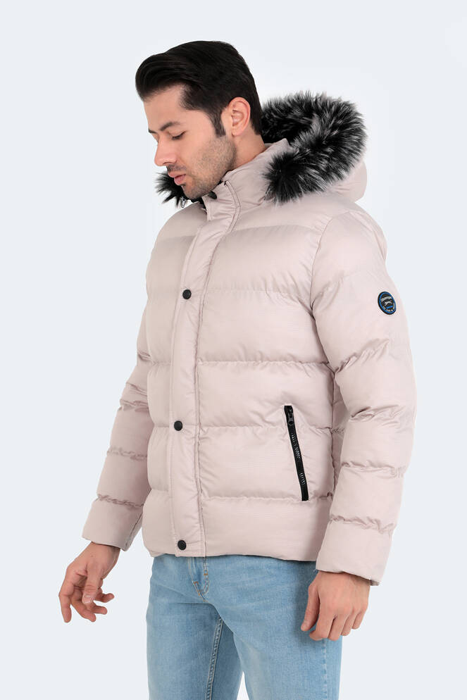 Slazenger NORTHEM IN Erkek Kapüşonlu Şişme Taş Gri Mont & Kaban