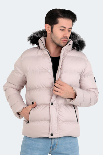 Slazenger NORTHEM IN Erkek Kapüşonlu Şişme Taş Gri Mont & Kaban - Thumbnail