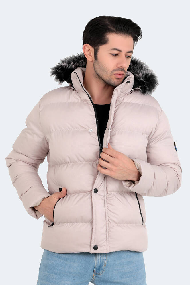 Slazenger NORTHEM IN Erkek Kapüşonlu Şişme Taş Gri Mont & Kaban