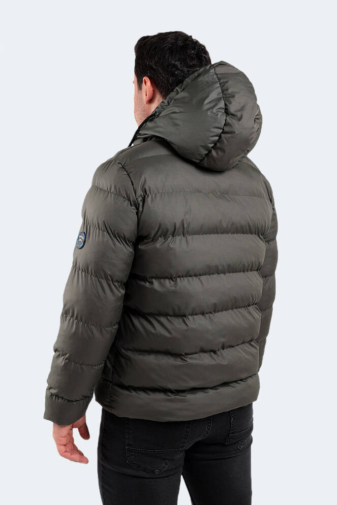 Slazenger NOVEX Erkek Kapüşonlu Şişme Haki Mont & Kaban
