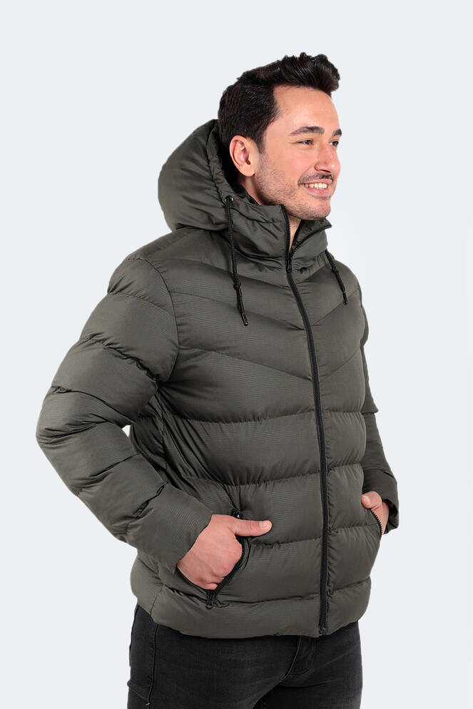 Slazenger NOVEX Erkek Kapüşonlu Şişme Haki Mont & Kaban