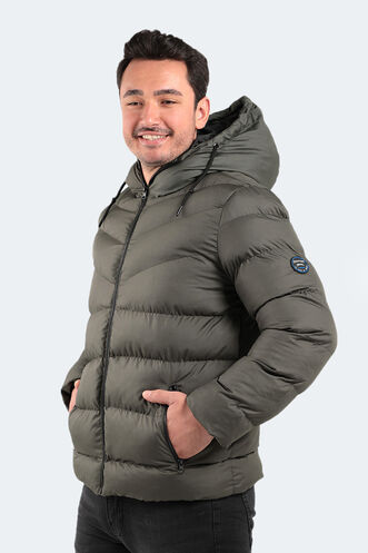 Slazenger NOVEX Erkek Kapüşonlu Şişme Haki Mont & Kaban - Thumbnail