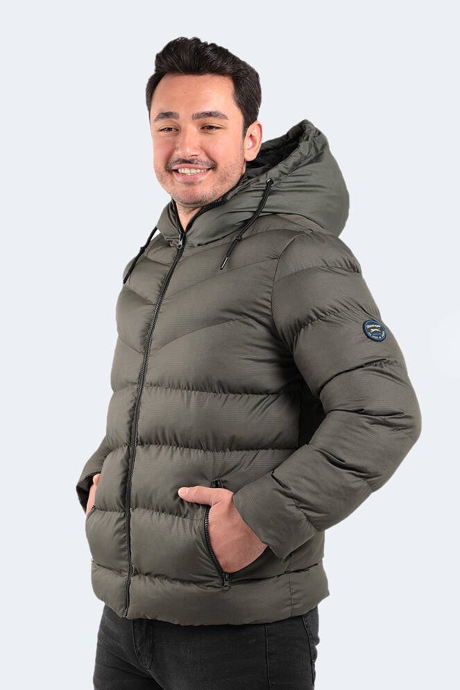 Slazenger NOVEX Erkek Kapüşonlu Şişme Haki Mont & Kaban