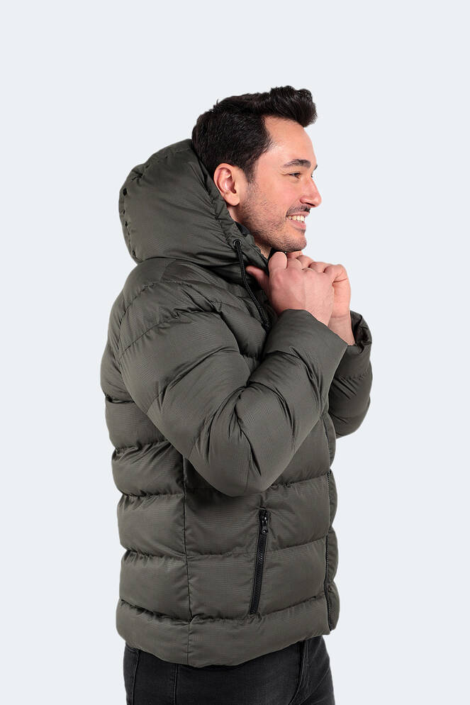 Slazenger NOVEX Erkek Kapüşonlu Şişme Haki Mont & Kaban