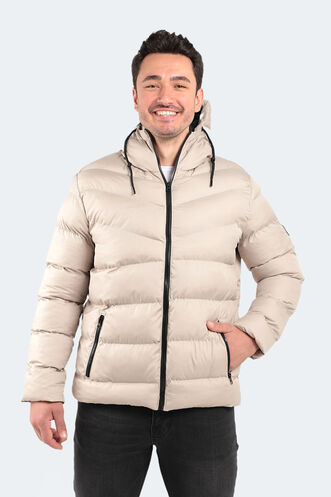 Slazenger NOVEX Erkek Kapüşonlu Şişme Taş Gri Mont & Kaban - Thumbnail