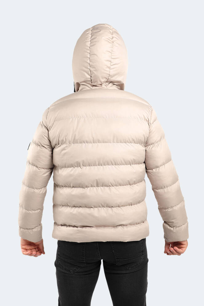 Slazenger NOVEX Erkek Kapüşonlu Şişme Taş Gri Mont & Kaban